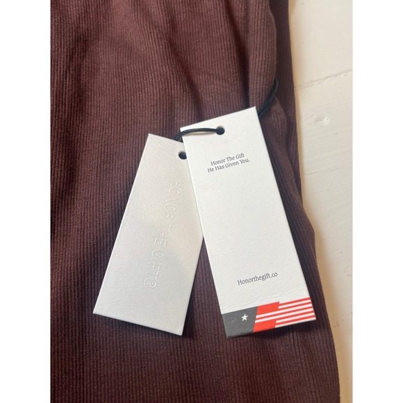 Honor The Gift Women's XS Brown Ribbed Mock Neck Midi Dress Bodycon Minimal - Picture 4 of 8